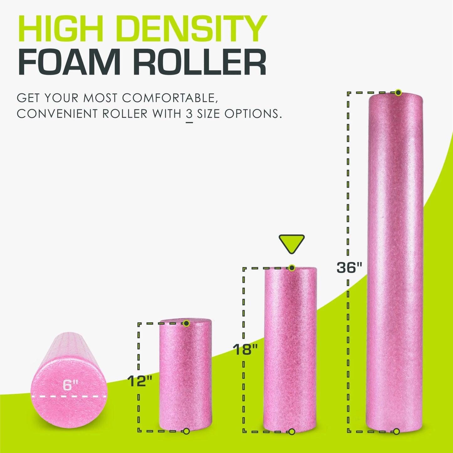 High Density Foam Roller 36, 18, 12 - Inches, Black