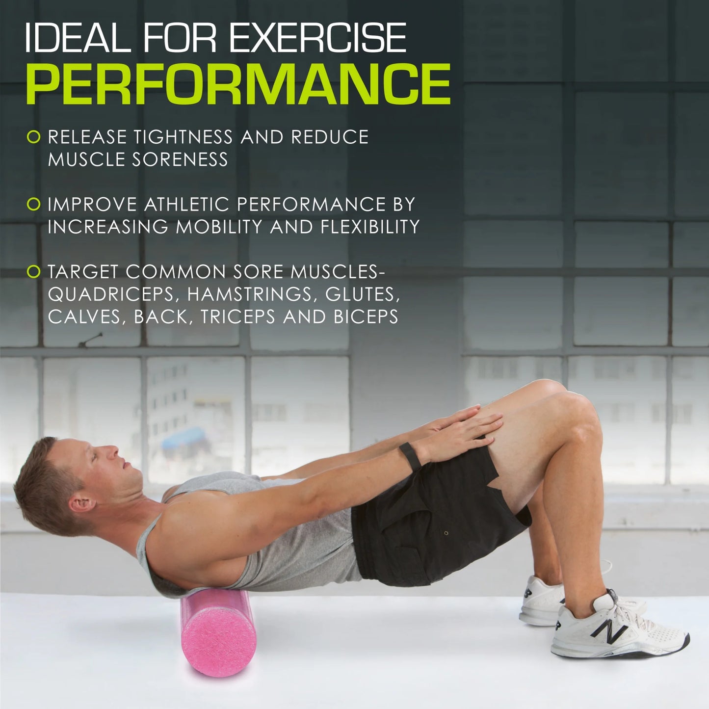 High Density Foam Roller 36, 18, 12 - Inches, Black